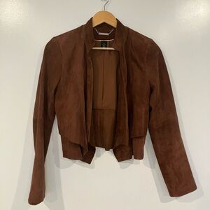 Genuine Suede Cropped Jacket – Draped Open Front XS | White House Black Market